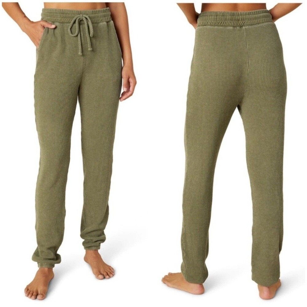 Beyond Yoga Waffle Knit Joggers Women’s Size XL Olive Green